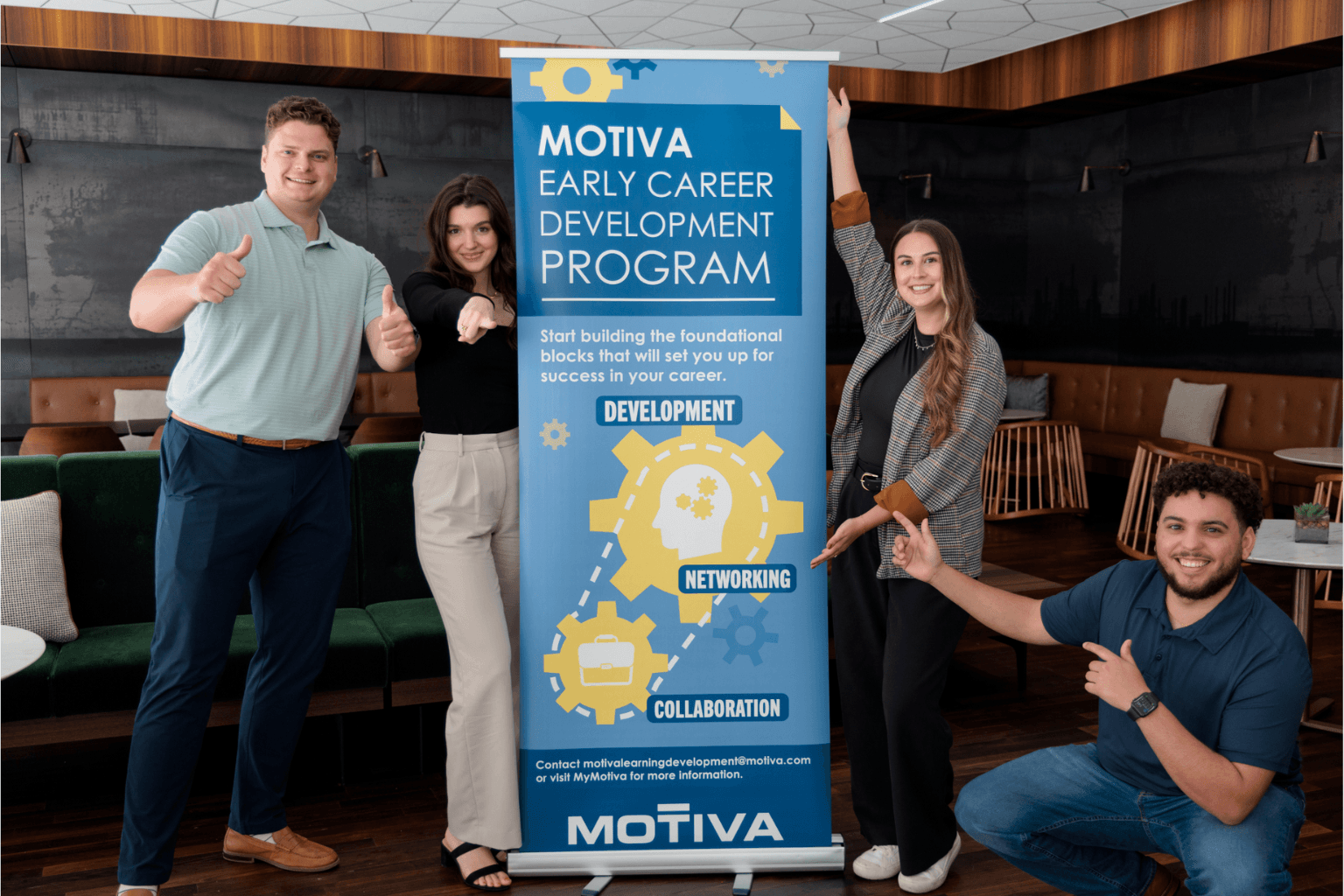 Early professional employees attend meeting at Motiva