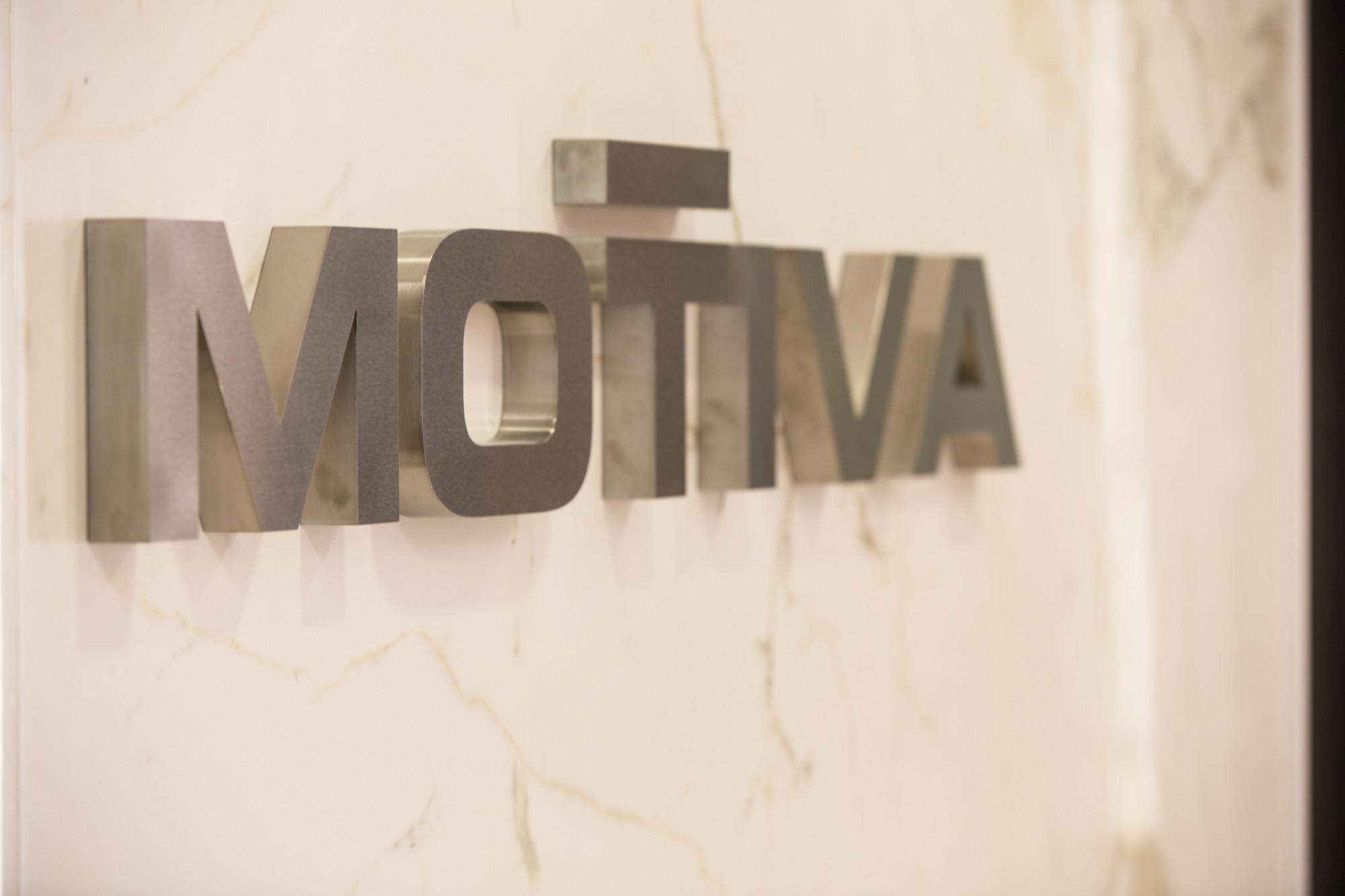 Motiva logo on wall