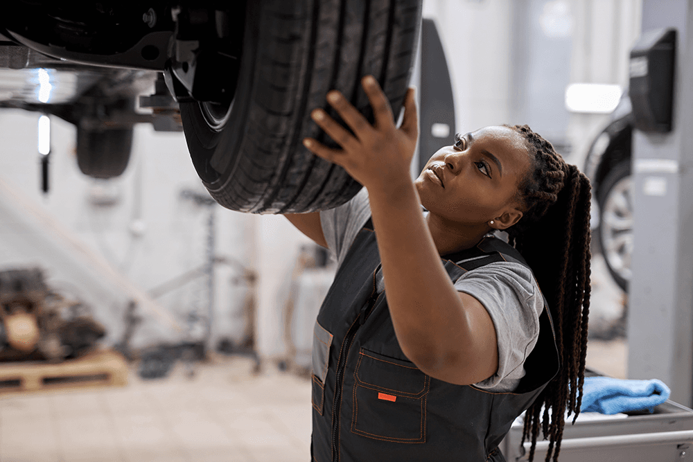 Woman with tires